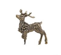 Elegante statuetta in miniatura di cervo in ottone massiccio come elemento decorativo unico (a sinistra)