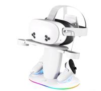 Elegante stazione di ricarica RGB per Meta per cuffie VR supporta la ricarica rapida da 20 W (bianco)