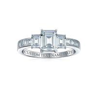 Elegante Stile Art Deco Senza Tempo 2CT AAA CZ Quadrato Taglio Asscher Anello Di Fidanzamento Per Donne Baguettes Pietra Laterale Banda Milgrain .925 Argento Sterling