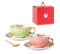 Elegante Stile Europeo Tazza Di Caffè Elegante Nuovo Osso Cina Tazza Di Caffè Set Per Il Pomeriggio Tè Vintage Flower Modello Tazza
