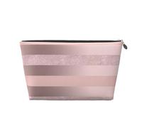 Elegante striscia rosa cipria glitter oro rosa, Borsa da toilette Borsa per trucco Borsa per cosmetici Borsa da toilette da viaggio portatile