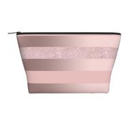 Elegante striscia rosa cipria glitter oro rosa, Borsa da toilette Borsa per trucco Borsa per cosmetici Borsa da toilette da viaggio portatile