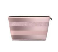 Elegante striscia rosa cipria glitter oro rosa, Borsa per il trucco Borsa per cosmetici Borsa da toilette da viaggio portatile Borsa da toilette