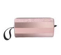 Elegante striscia rosa cipria glitter oro rosa, Borsa per il trucco Borsa per cosmetici Borsa da toilette da viaggio portatile Borsa per trucco Organizer