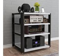 Elegante supporto ad angolo a 4 ripiani, moderno rack stereo e armadietto per lettori DVD, console di gioco, TV Box, unità di visualizzazione audio bianca per l'intrattenimento domestico