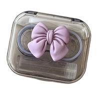Elegante supporto per lenti a contatto con fiocco, strumento da indossare e bottiglia per soluzione per uso quotidiano da viaggio, Viola, Elegante design con fiocco