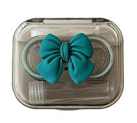Elegante supporto per lenti a contatto con fiocco, strumento da indossare e bottiglia per soluzione per uso quotidiano da viaggio, Blu, Elegante design con fiocco