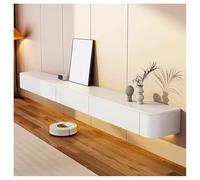 Elegante supporto TV a parete grigio con cassetti, console galleggiante in legno massello, moderno centro di intrattenimento per soggiorno, 160 x 24 x 20 cm