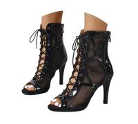 Elegante tacchi a spillo con pizzo aperto, ideale per la serata di ballo latino, eventi sociali, perfetti da donna con tacchi alti per occasioni di ogni tipo, Nero , 40 EU