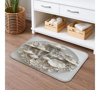 Elegante tappetino da bagno a forma di fungo ad asciugatura rapida, motivo floreale bianco, assorbente, antiscivolo, moderno, in memory foam, lavabile, per bagno, WC, decorativo, 40,6 x 61 cm
