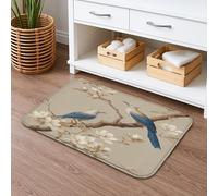 Elegante tappetino da bagno blu floreale ad asciugatura rapida, tappetino da bagno assorbente con fiori vintage, antiscivolo, in memory foam, lavabile, per bagno, WC, decorativo, 40,6 x 61 cm