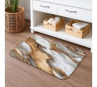 Elegante tappetino da bagno con design in marmo, lussuoso tappeto da doccia antiscivolo bianco e oro, moderno, in memory foam, lavabile, decorazione per il bagno, 50 x 81 cm