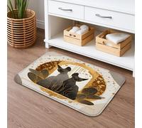 Elegante tappetino da bagno con gatti, design minimalista nero e oro, assorbente, antiscivolo, moderno, in memory foam, lavabile, per decorare la casa, 40,6 x 61 cm
