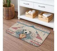 Elegante tappetino da bagno con grafica barboncino, motivo geometrico retrò con cane, tappetino da doccia antiscivolo, decorazione stagionale per la casa, tappeto lavabile per bagno e WC, 40,6 x 61 cm