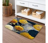 Elegante tappetino da bagno floreale ad asciugatura rapida, tappetino da doccia antiscivolo con fiori gialli vivaci, moderno in memory foam, lavabile, per bagno, WC, decorativo, 40,6 x 61 cm