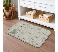 Elegante tappetino da bagno floreale ad asciugatura rapida, vintage con fiori grigi antiscivolo, in memory foam, lavabile, per bagno, WC, decorativo, 40,6 x 61 cm