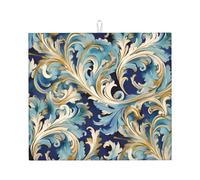 Elegante tappetino per asciugare i piatti fiorentino blu oro super assorbente tappetino da cucina con gancio facile da pulire tappetini drenanti accessori da cucina scolapiatti pad per piatti