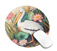 Elegante tappetino per mouse con pellicano, design vivace con ninfee di pesche, ispirato alla natura per l'estate, perfetto per ufficio e casa, tappetino per mouse in gomma antiscivolo per gaming