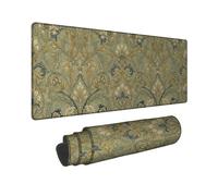 Elegante tappetino per mouse da gioco grande, verde e blu, stile vintage, in gomma, antiscivolo, lavabile, per computer da casa e ufficio, computer portatile, 30,5 x 81,2 cm