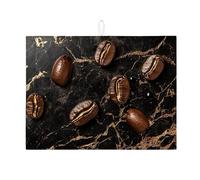 Elegante tappetino scolapiatti a chicchi di caffè per bancone della cucina, moderno tappetino assorbente in marmo nero, per gli amanti del caffè, 45,7 x 61 cm