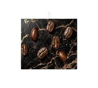 Elegante tappetino scolapiatti a chicchi di caffè per bancone della cucina, moderno tappetino assorbente in marmo nero, per gli amanti del caffè, 40,6 x 45,7 cm