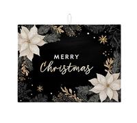 Elegante tappetino scolapiatti a forma di stella di Natale per bancone della cucina, tappetino scolapiatti assorbente nero, tappetino scolapiatti in microfibra per proteggere bar, 45,7 x 61 cm