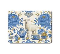 Elegante tappetino scolapiatti blu floreale per bancone della cucina, motivo vintage con pecora, in gomma assorbente, tappetino scolapiatti per la decorazione della casa primaverile per bancone della