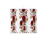 Elegante tappetino scolapiatti con rosa rossa per bancone della cucina, tappetino assorbente per scolapiatti floreale in microfibra a tema amore, per proteggere bar, 40,6 x 45,7 cm