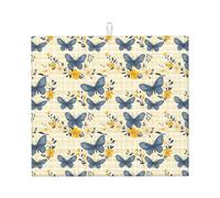 Elegante tappetino scolapiatti in microfibra con stampa a farfalla, per bancone della cucina, lavabile in lavatrice, super assorbente, 40,6 x 45,7 cm