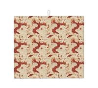 Elegante tappetino scolapiatti in microfibra con stampa di volpe rossa, per bancone della cucina, lavabile in lavatrice, super assorbente, 40,6 x 45,7 cm