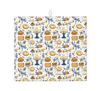 Elegante tappetino scolapiatti in microfibra con stampa per cena, per bancone della cucina, lavabile in lavatrice, super assorbente, 40,6 x 45,7 cm