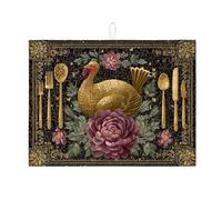 Elegante tappetino scolapiatti in Turchia per bancone della cucina, tappetino assorbente vintage floreale scolapiatti, tappetino scolapiatti in microfibra autunnale per decorazione bancone della