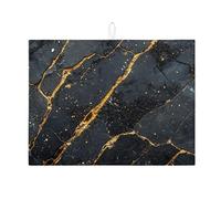 Elegante tappetino scolapiatti nero e oro per bancone della cucina, elegante tappetino assorbente scolapiatti tappetino scolapiatti in microfibra per tutto l'anno per cucina, caffetteria, bar