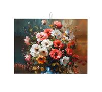 Elegante tappetino scolapiatti per pittura a vaso floreale, in microfibra, grande tappetino per scolapiatti per bancone della cucina, tappetino super assorbente, tappetino per scolapiatti facile da