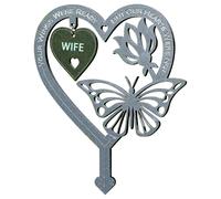 Elegante Targa Omaggio a Forma di Cuore Inserto Prato Farfalla Fiori Decorata