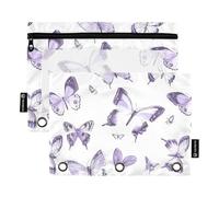 Elegante tasca porta documenti con tre anelli bianchi lavanda, per raccoglitori a tre anelli, per forniture scolastiche