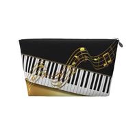 Elegante tasto di pianoforte con note dorate nero, Borsa da toilette Borsa per trucco Borsa per cosmetici Borsa da toilette da viaggio portatile