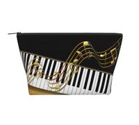 Elegante tasto di pianoforte con note dorate nero, Borsa da toilette Borsa per trucco Borsa per cosmetici Borsa da toilette da viaggio portatile