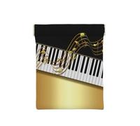 Elegante tasto di pianoforte con note dorate nero, Spremere il portafoglio superiore da donna Borsa portaoggetti Piccola portamonete Portamonete