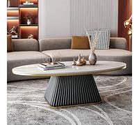 Elegante tavolino da caffè moderno bianco con ripiani aperti, robusto e facile da montare, tavolo centrale ovale per soggiorno o ufficio casa mobili eleganti con ripiano portaoggetti