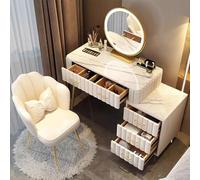 Elegante tavolino da trucco bianco con specchio LED e luci, sgabello imbottito, 3 modalità di colore, elegante tavolo da toeletta per donne e ragazze (100 cm) illumina la tua bellezza!