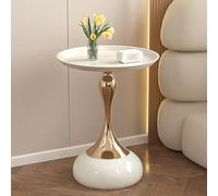 Elegante tavolino rotondo bianco, tavolino in metallo in stile italiano, per soggiorno e camera da letto, comodino versatile e tavolo per telefono, design creativo per balconi e divani