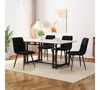 Elegante tavolo da pranzo in ferro nero con 4 sedie in velluto verde scuro compatto 120 x 70 cm mobili da cucina mobili moderni per piccoli spazi