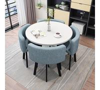 Elegante tavolo da pranzo rotondo in marmo per 4 persone con sedie, elegante bancone per la reception, per soggiorno, sala da pranzo e ufficio, collezione Premium Home