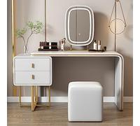 Elegante tavolo da toeletta con specchio regolabile in 3 colori, in legno bianco, set con cassetti da 100 cm, scrivania per trucco per camera da letto, elegante stazione di trucco