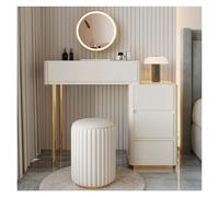 Elegante tavolo da trucco dorato con specchio e cassetti, 71 x 40,6 x 78,7 cm, elegante set da toeletta con sgabello, perfetto per decorare la camera da letto e soluzioni di archiviazione