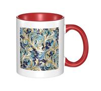 Elegante tazza da caffè fiorentina in ceramica bicolore blu e oro, 330 ml, classica tazza da tè, tazza regalo, adatta al microonde, per ufficio e casa