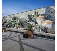 Elegante tenda murale da parete con cactus - Arte murale del giardino del deserto, pannello di recinzione all'aperto, arazzo decorativo, decorazione per la casa sud-occidentale, design succulento