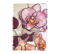 Elegante teschio fiore orchidea avorio colorato portafoglio da viaggio da donna porta passaporto per viaggio Custodia protettiva per vaccino Custodia protettiva per documenti Organizer Accessori per