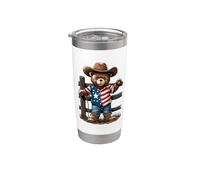 Elegante Texas Cowboy Teddy Bear Star Bicchiere termico in acciaio inox doppia parete